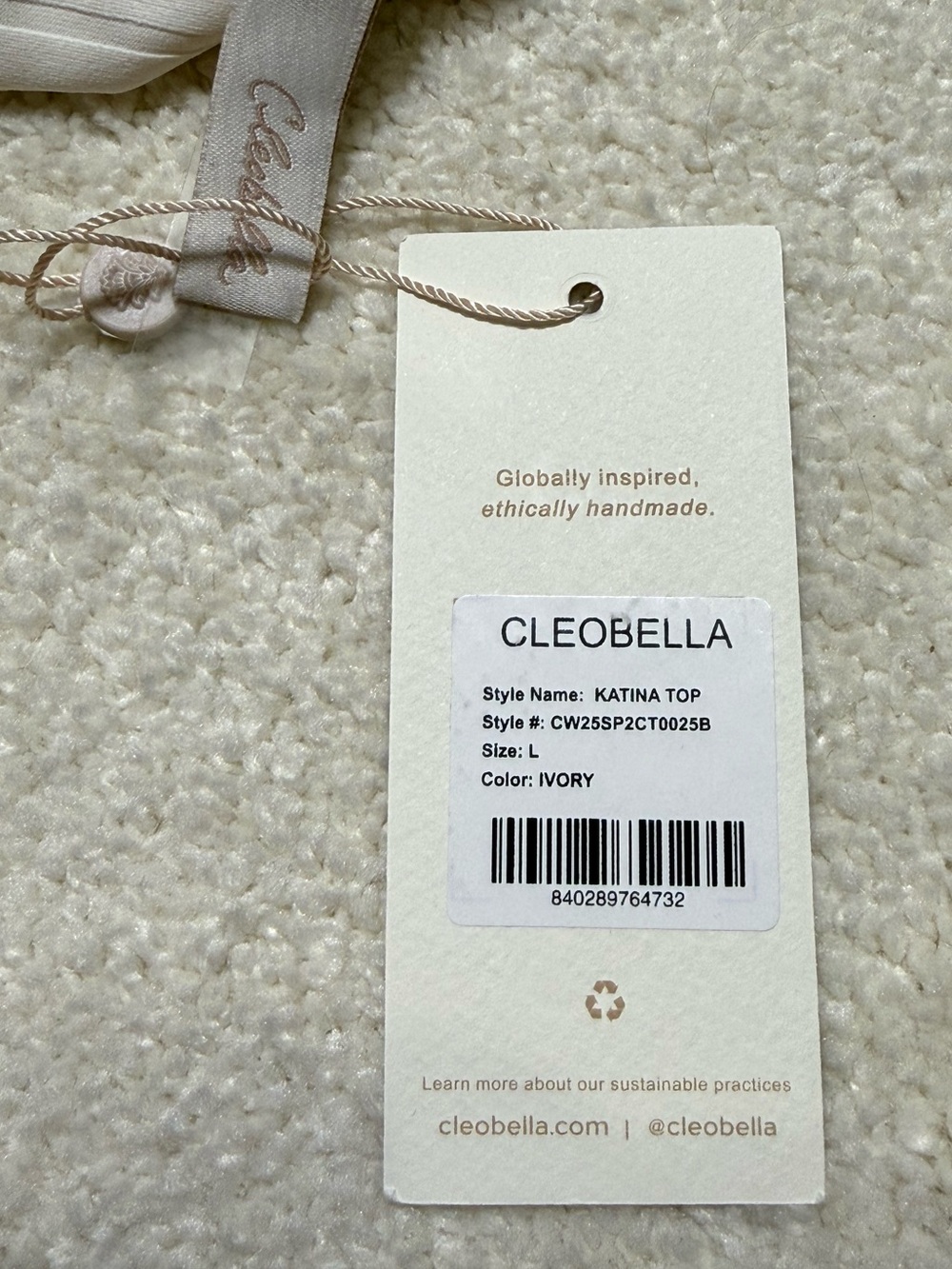 Cleobella Swim SET Katina Top Kimber Bikini Bottom Ivory Size Large - Picture 5 of 7